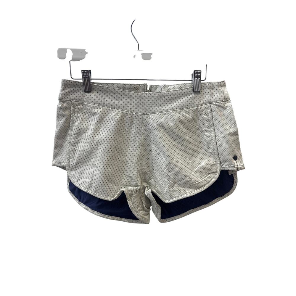 One Teaspoon Sz 8 White Low Rise Perforated Leather Sporty Hot Shorts